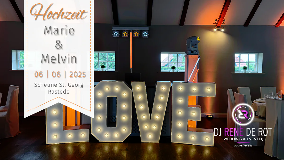 XXL LOVE Buchstaben bei Hochzeit in der Scheune St. Georg in Rastede